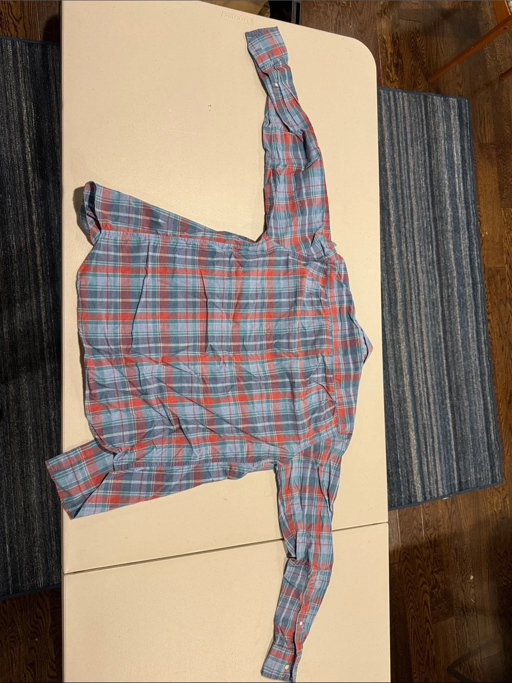 J. Crew Blue and Red Plaid Cotton Button-Down Shirt